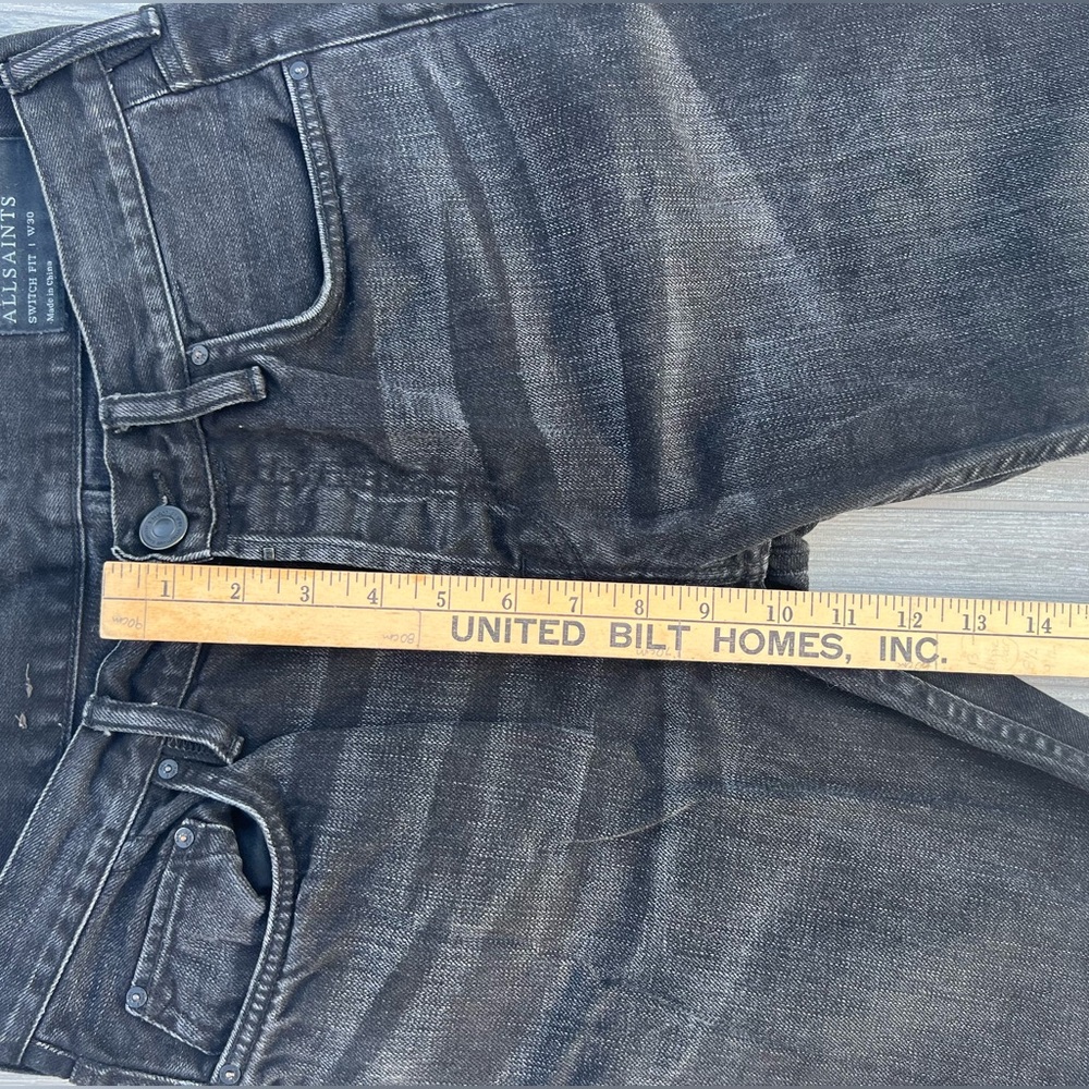 100% Cotton Men’s All Saints Switch Fit Washed Black Premium Denim Shorts Sz 30 - Picture 7 of 9